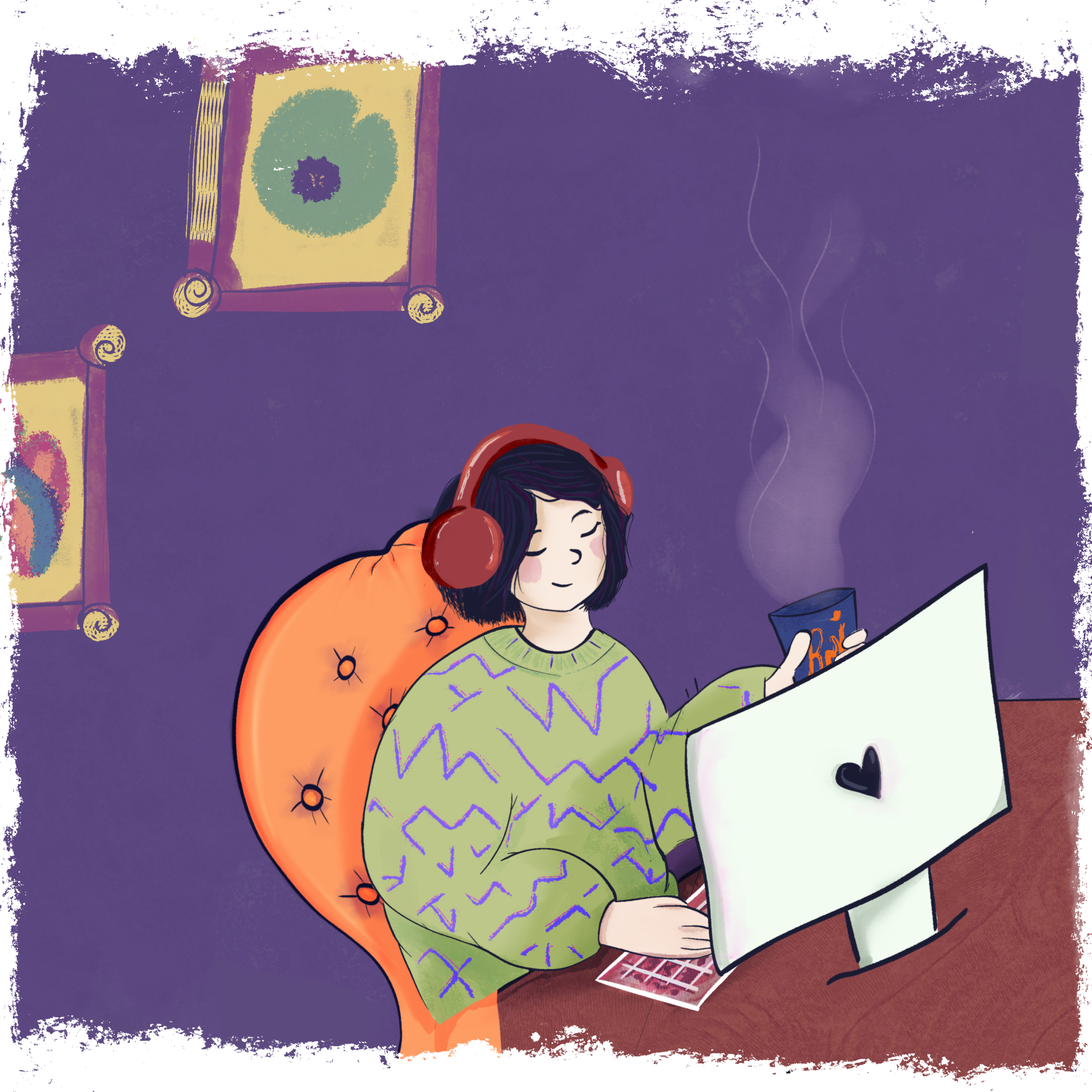 Illustration of a designer working comfortably